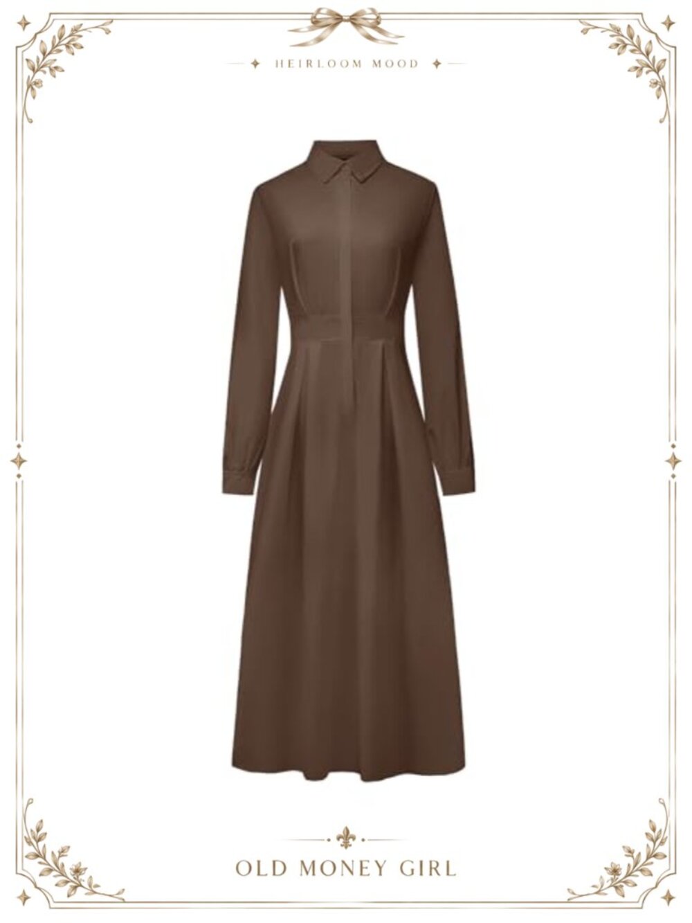Women's Maxi Shirt Dress Long Sleeve Collared A-Line Formal Evening Party Dress